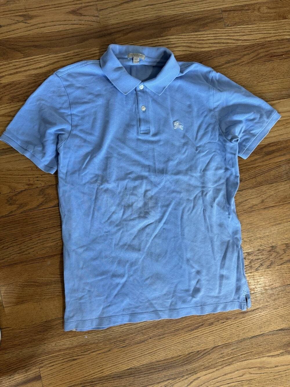 vtg 2000 Burberry Brit Mens Large Polo Button Shirt Short Sleeve Black